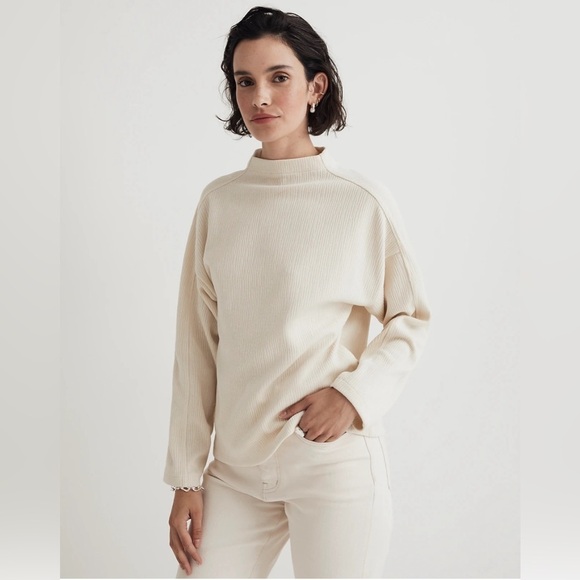 Madewell Striped Jacquard Funnelneck Top - Picture 1 of 13
